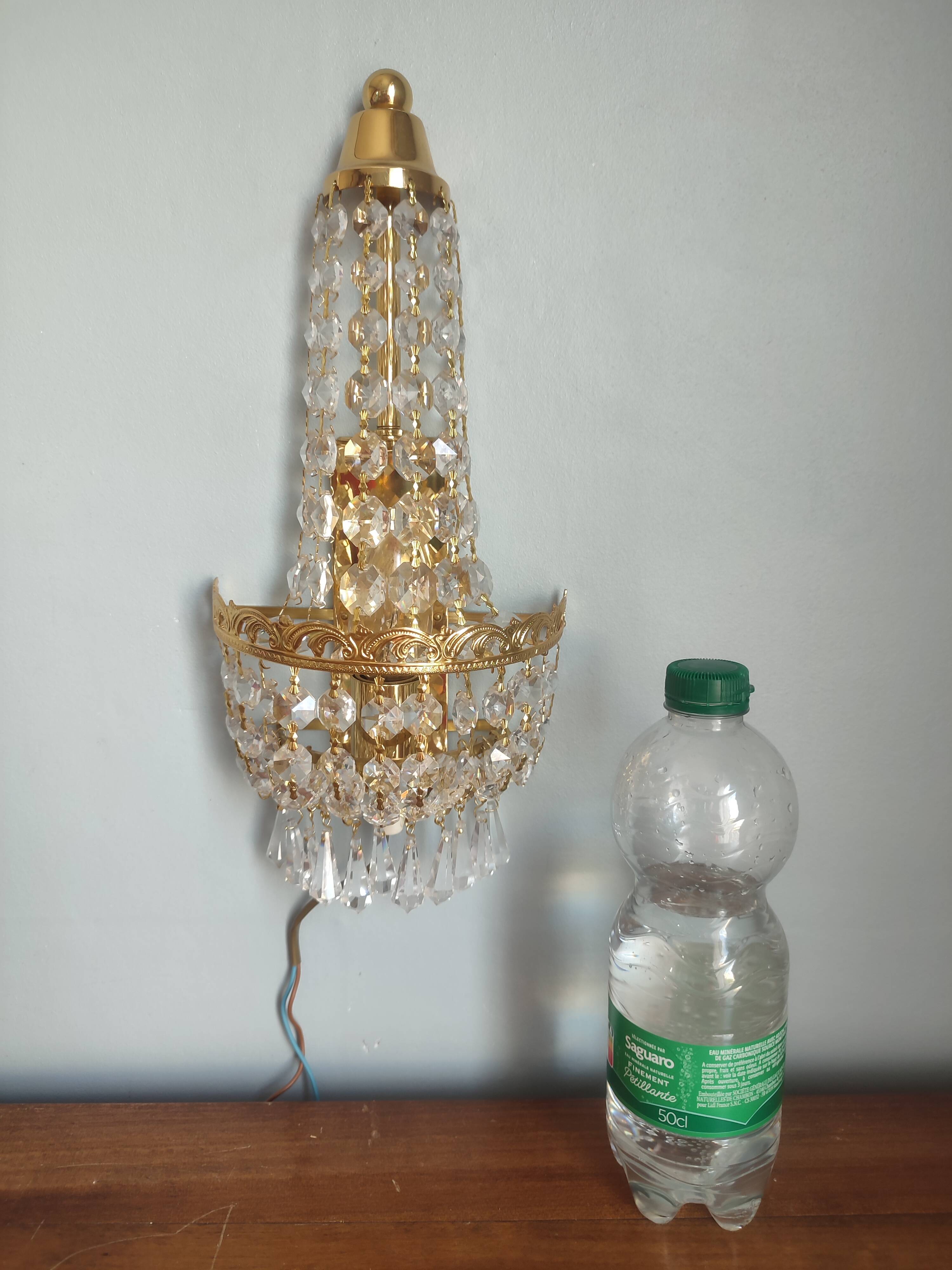 Pair of vintage Presiosa crystal wall lights