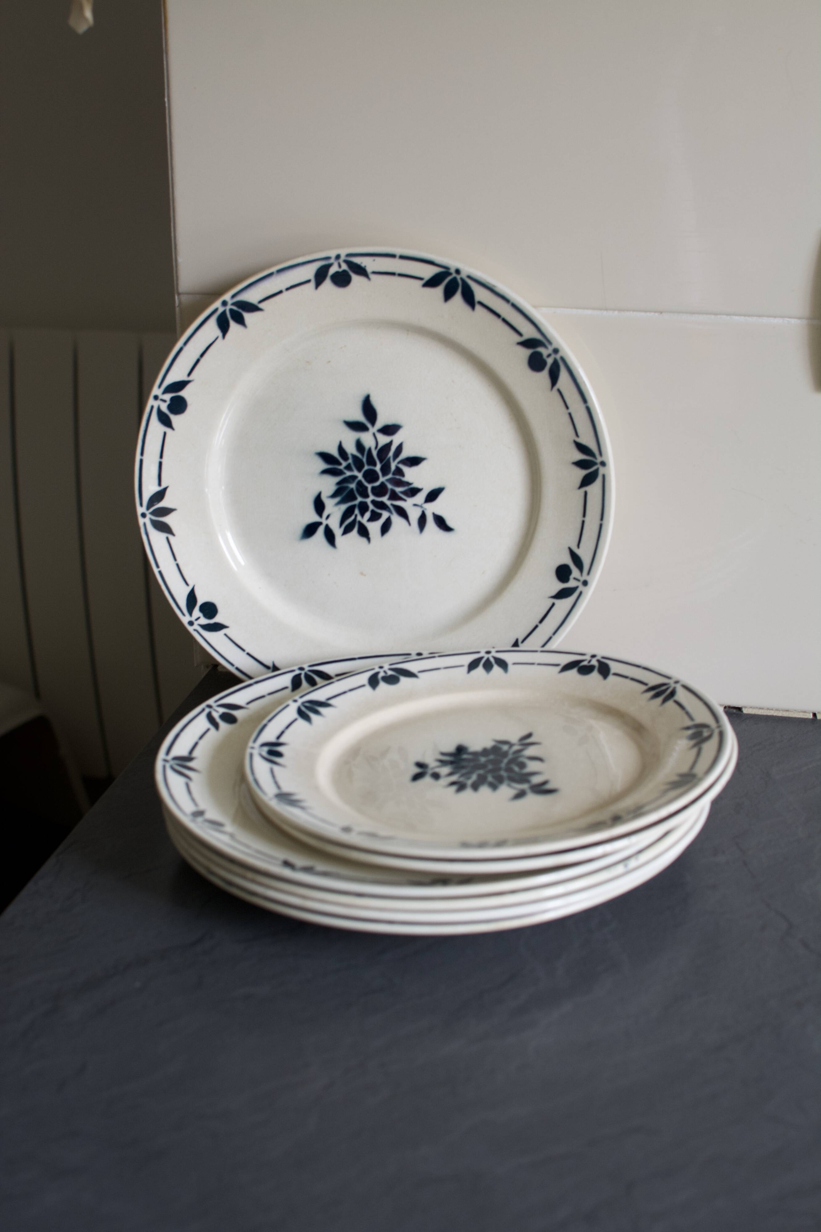 Old plates Badonviller blue flowers