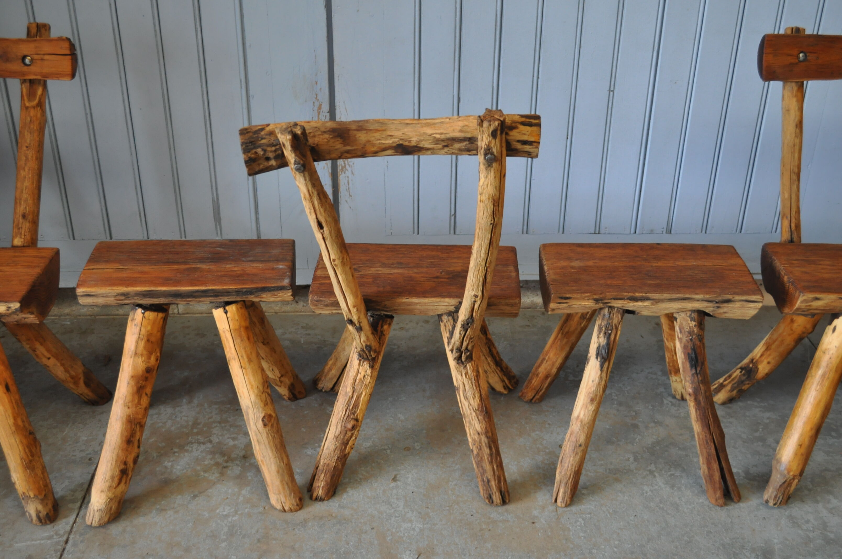 Brutalist chairs and stools set