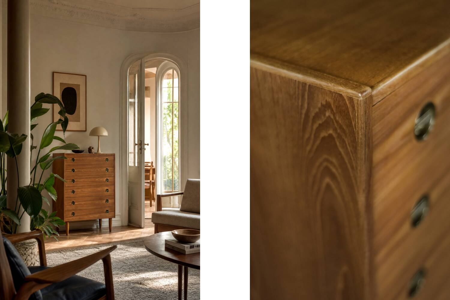 Commode haute en teck vintage danois moderne du milieu du siècle