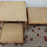 Set of 3 Vintage Rattan Coffee Tables