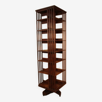 Large mahogany revolving bookcase signed de terquem a paris