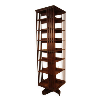Large mahogany revolving bookcase signed de terquem a paris