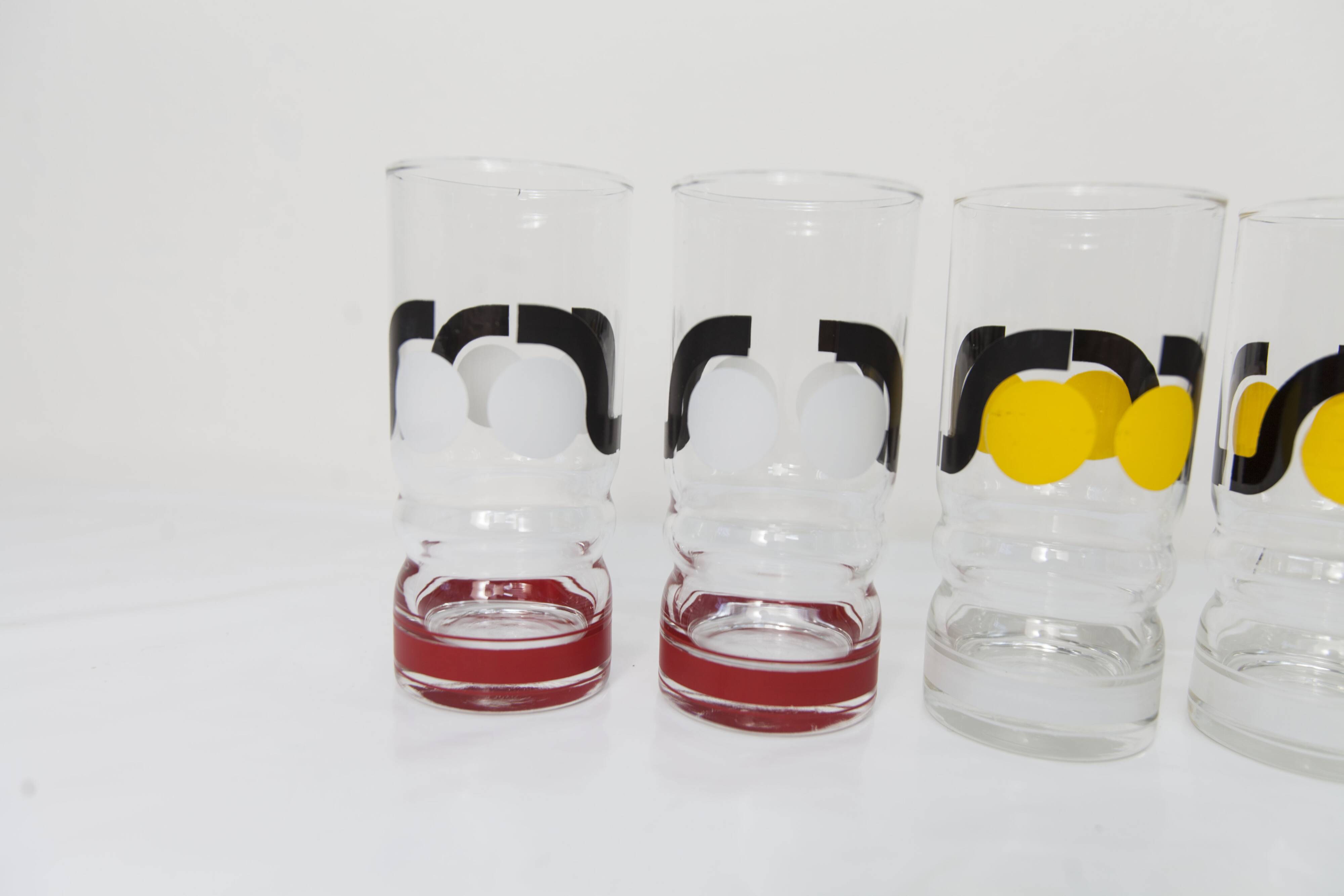 Set de 6 verres à eau 1970 sérigraphié