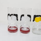 Set de 6 verres à eau 1970 sérigraphié