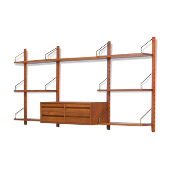 Poul Cadovius Teak dresser Wall Unit With a chest of drawers And 7 Shelves, Denmark 1960s