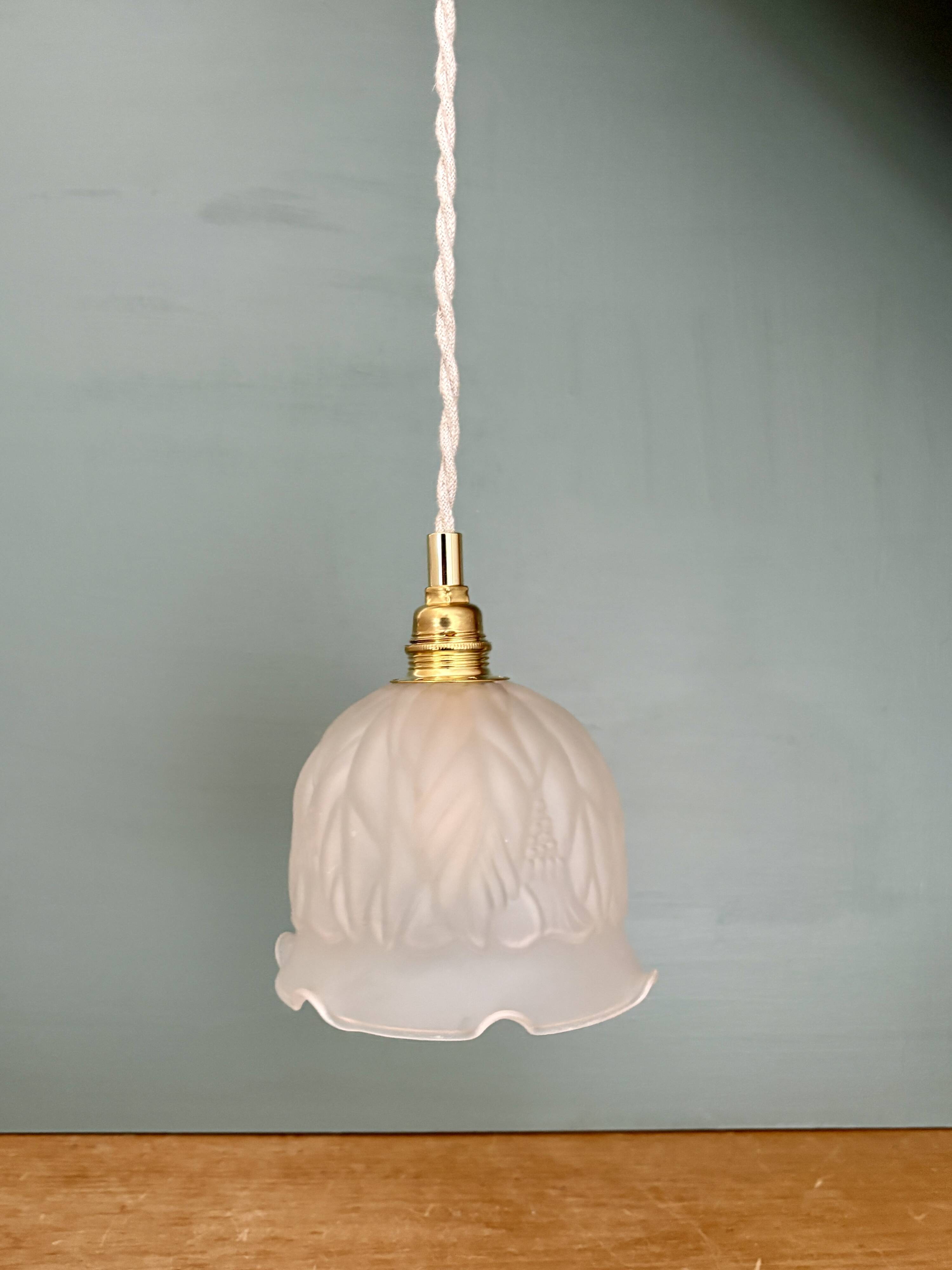 Vintage frosted glass tulip pendant light