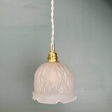 Vintage frosted glass tulip pendant light