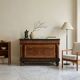 Antique walnut burl commode with marble top, Italy, 20th century.