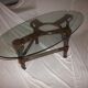 Table année 1970 en fer forgé cuir et verre