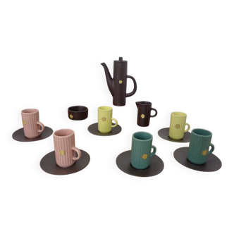 Swedish Syco Mocha Service, 1950s, Set of 15