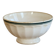 Old ivory ceramic bowl with double green trim.