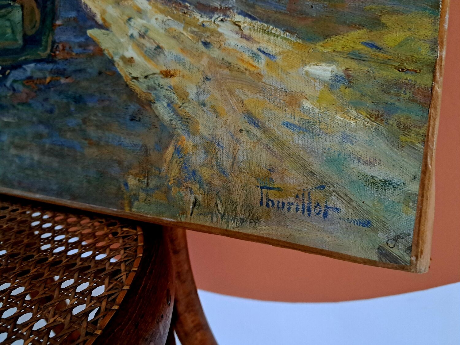 Oil on canvas Place de vilage fontaine