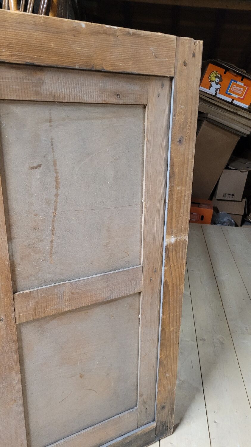 Double cupboard door front in old painted fir