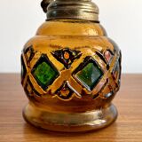 Small Sail Boat Brand Oil Lamp from Hong Kong, Amber Brown Glass