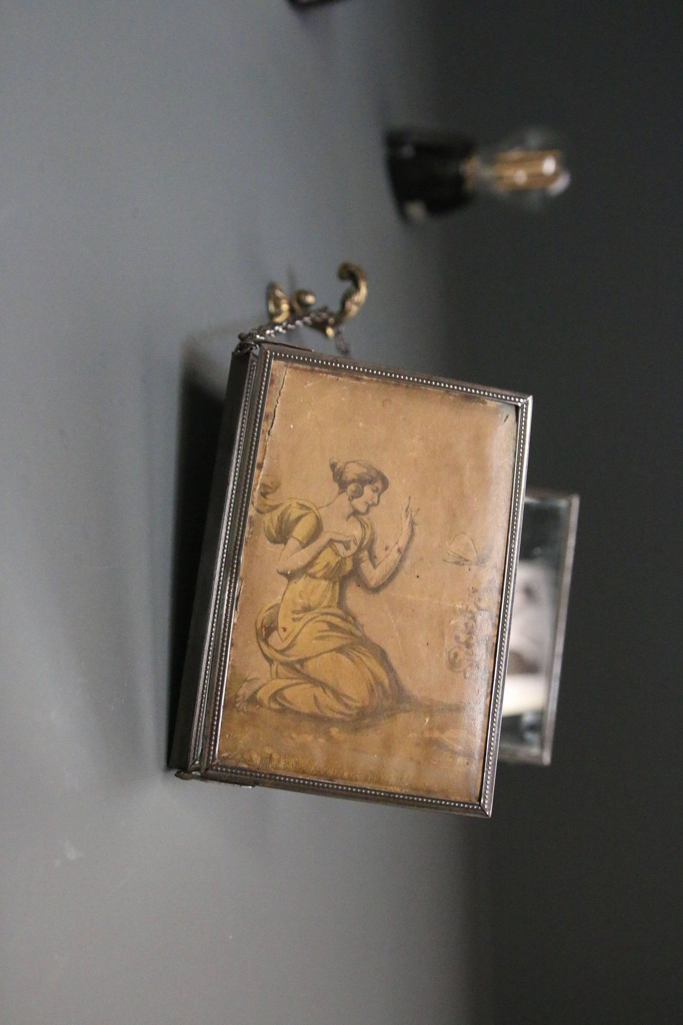 Antique barber triptych mirror, Art Nouveau, circa 1900