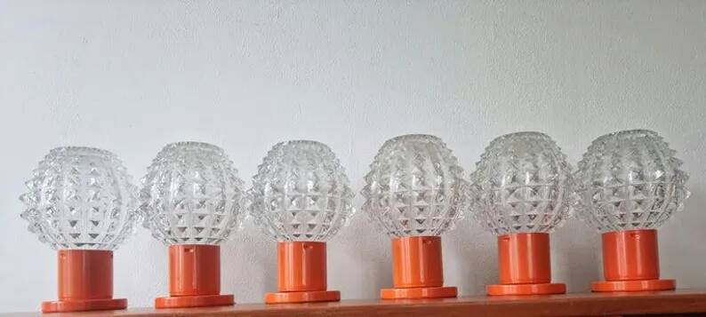 Set of Six Table Midcentury Table Lamps, Kamenicky Senov, 1970s