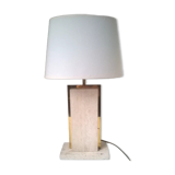 Travertine and gilded brass table lamp by Camille Breesch Belgium 1970