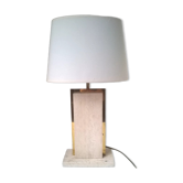 Travertine and gilded brass table lamp by Camille Breesch Belgium 1970