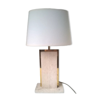 Lampe de table en travertin et laiton doré par Camille Breesch Belgique 1970
