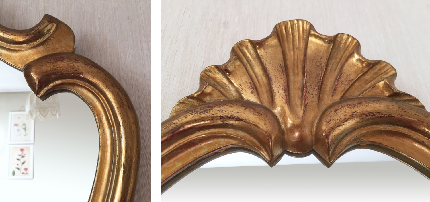 Mirror oval shell dore with french-style sheet louis xvi 58x80cm