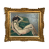 Huile sur toile signée Marthe Orant (1874-1957), " Nue au sofa vert", début XXème