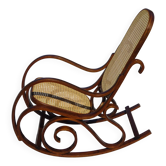 Rocking chair vintage en bois et cannage