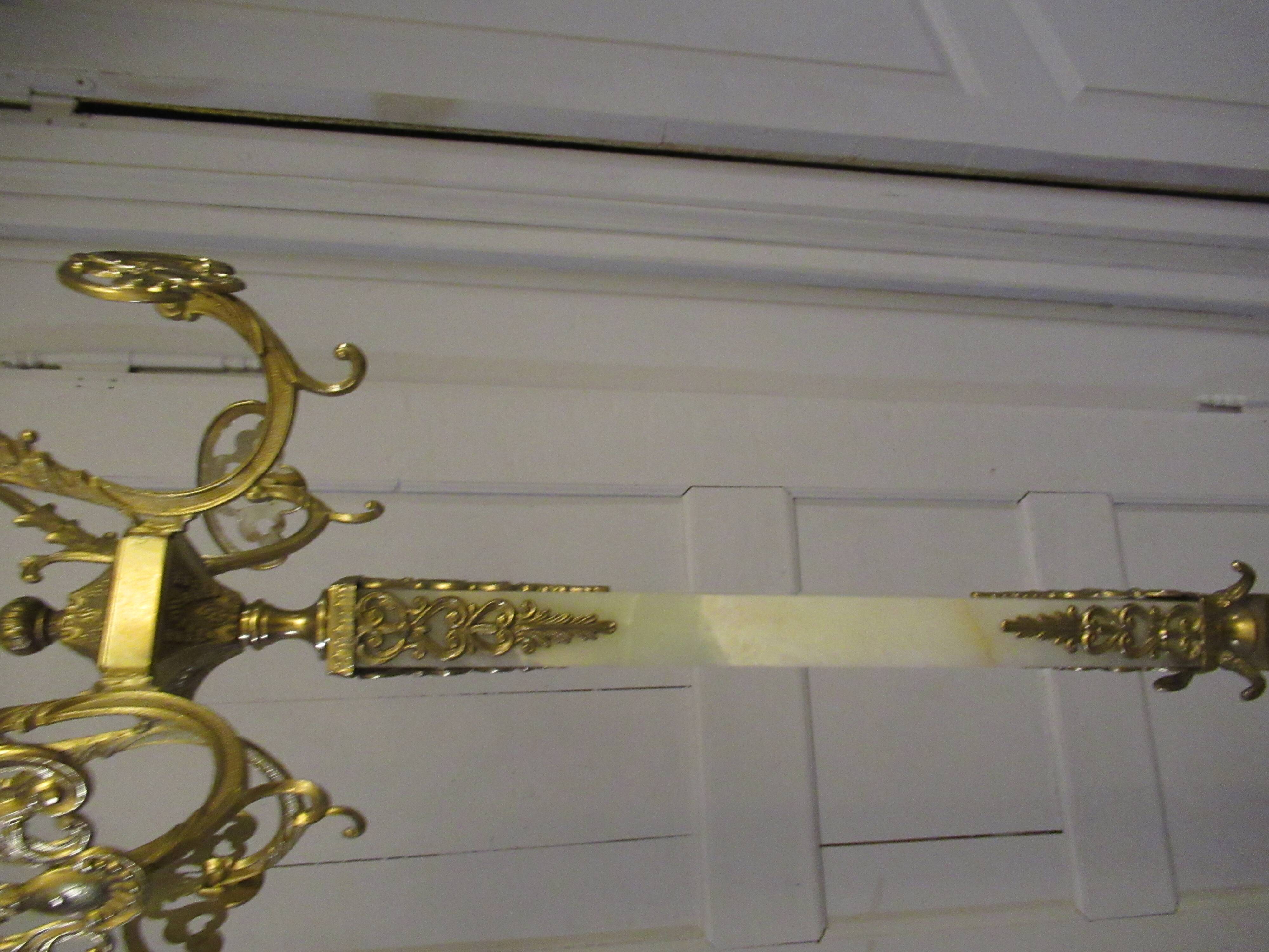 Standing coat rack in italian marble and vintage bronze from the 1960s