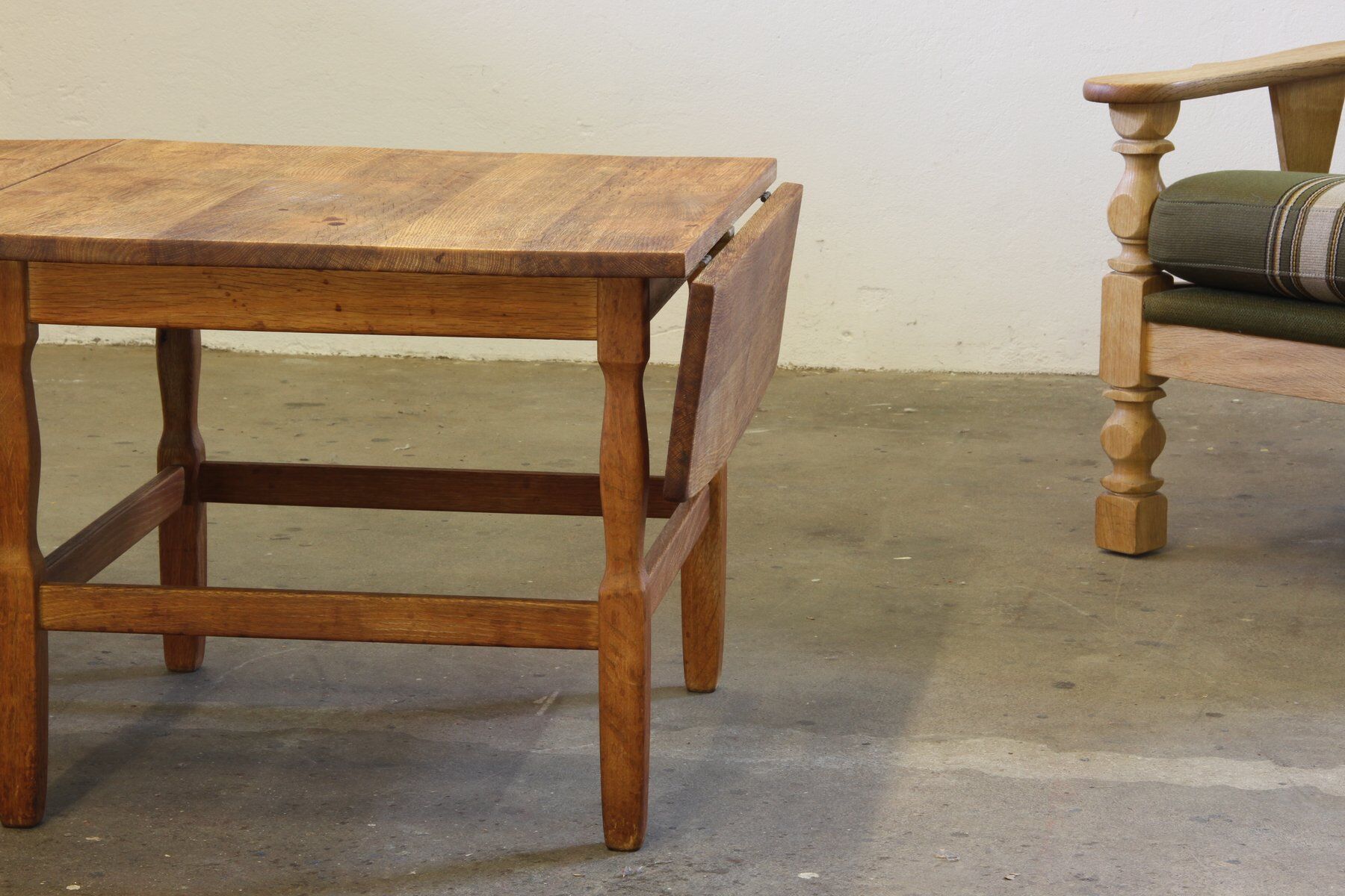 Mid-century brutalist Danish coffee table in oak attributed to Kjærnulf, 1960s