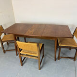 Table de salle à manger extensible en teck, style danois vintage des années 1950.