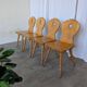 Set of 4 Vintage Tyrolean Heart Cutout Wooden Dining Chairs