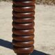 Antique walnut console table with honey spoon legs.