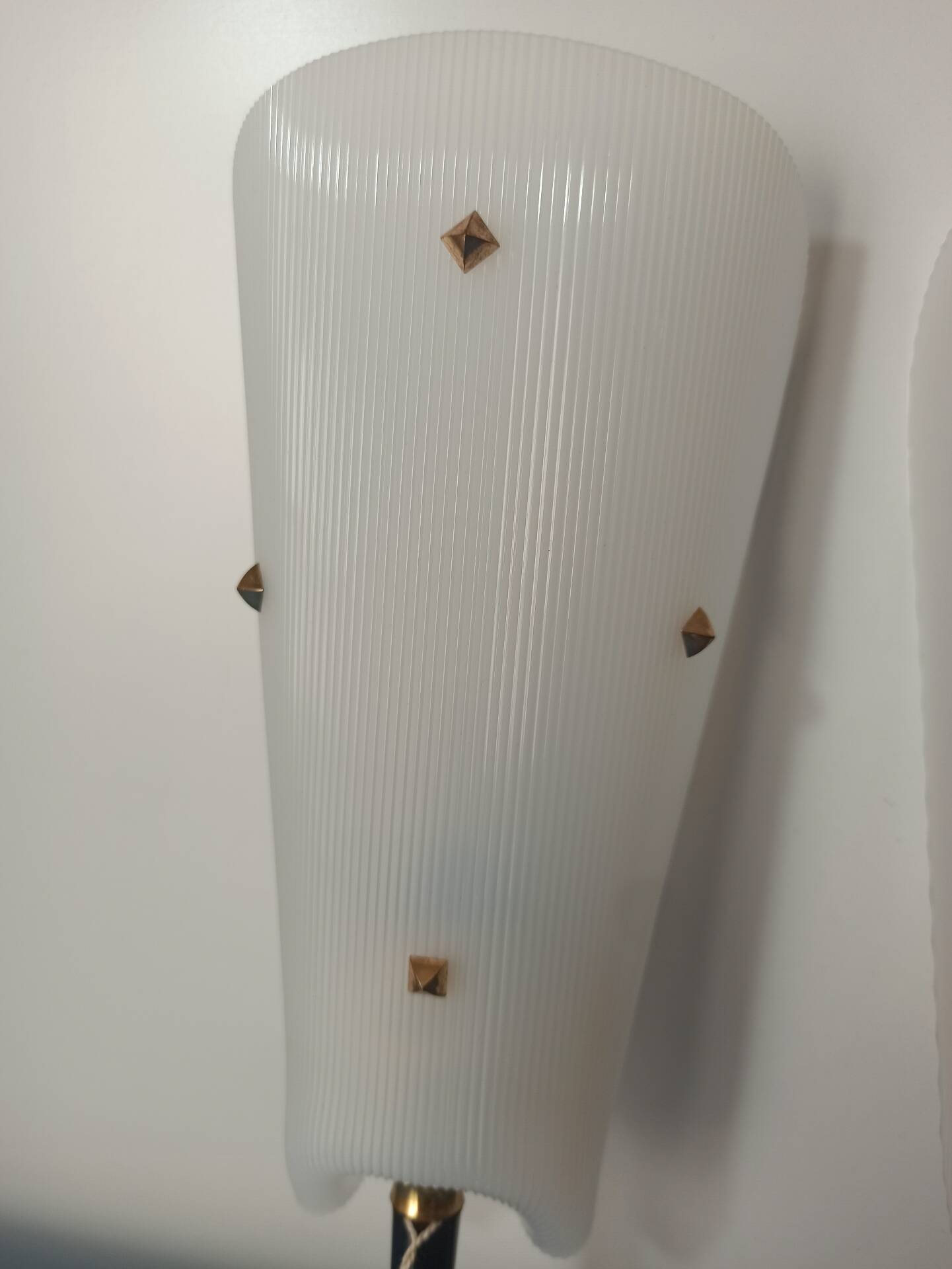Pair of Vintage Mid-Century "ARA Paris" Wall Lights in Striped Rhodoid & L