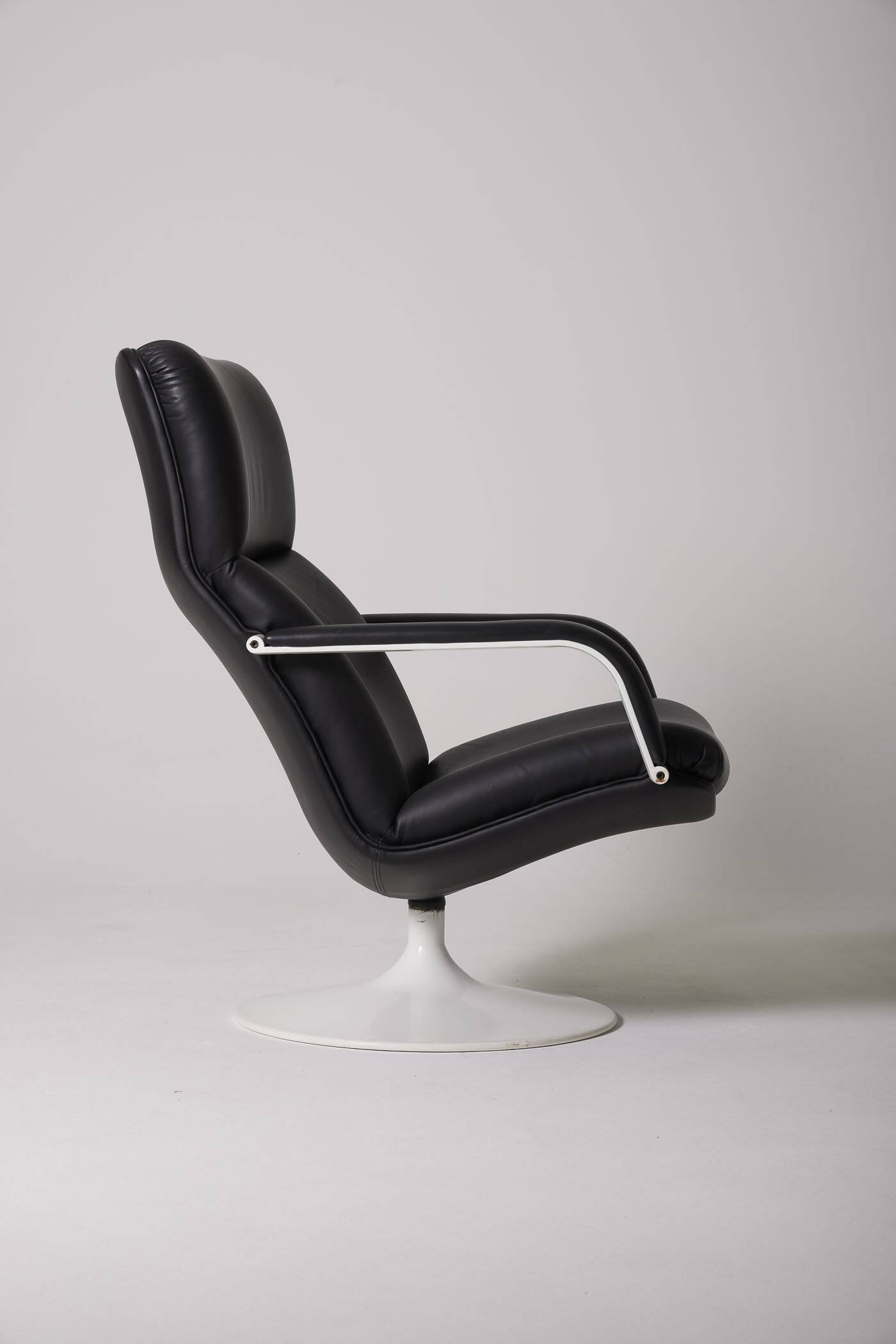 Geoffrey Harcourt black leather armchair