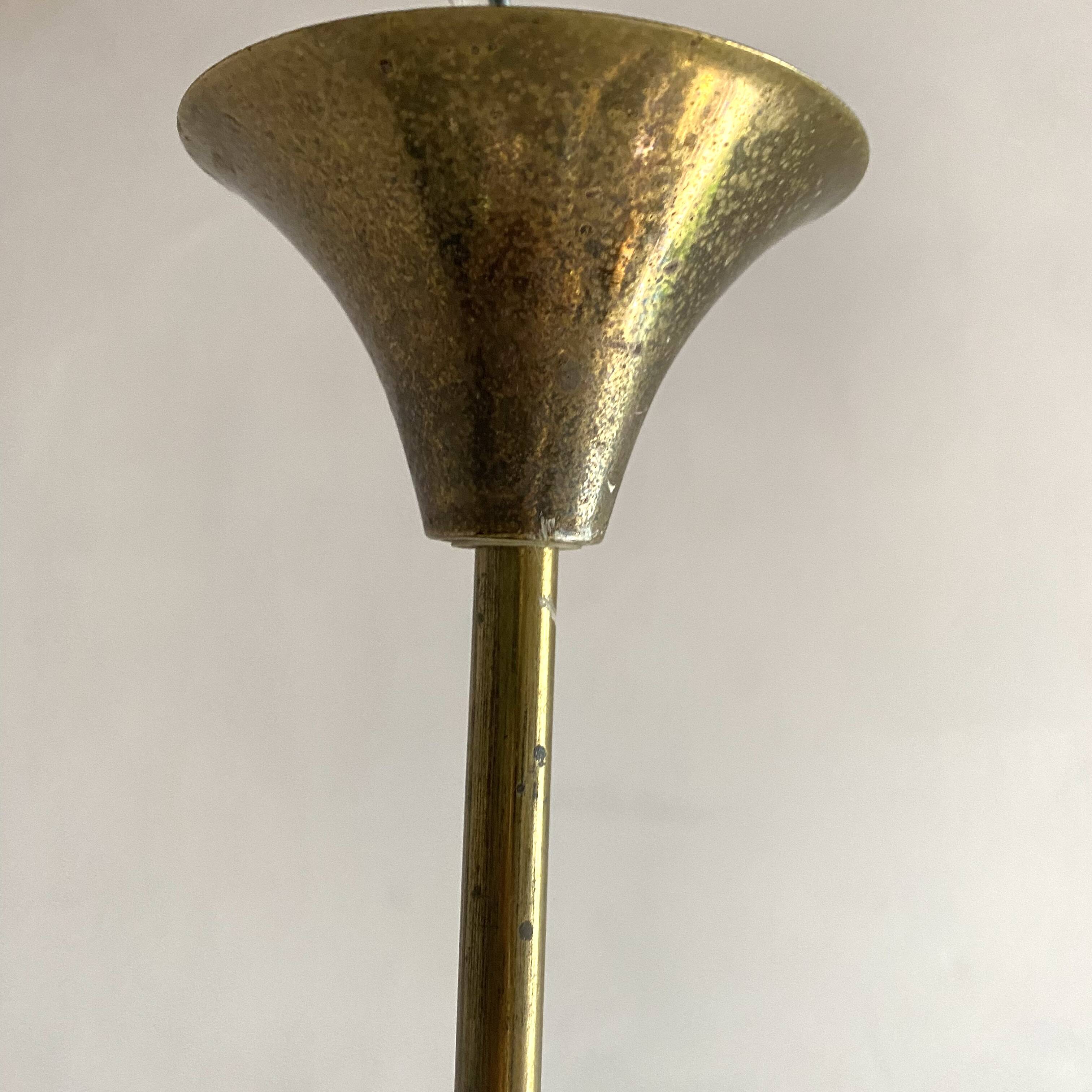 50s-60s pendant light in black and white opaline glass