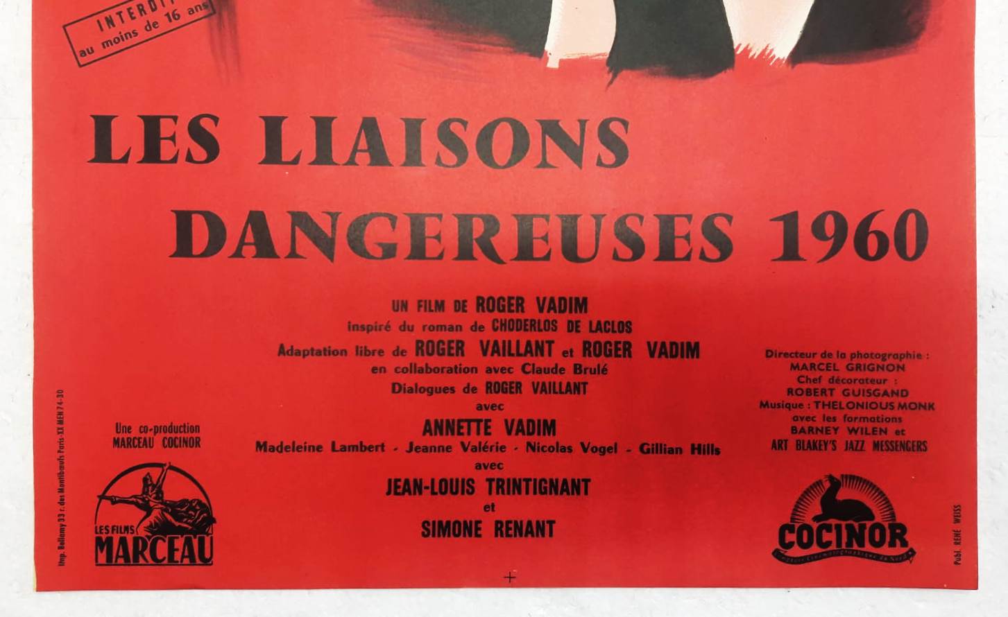 Original movie poster "The Dangerous Liaisons 1959 "Jeanne Moreau, Philipe