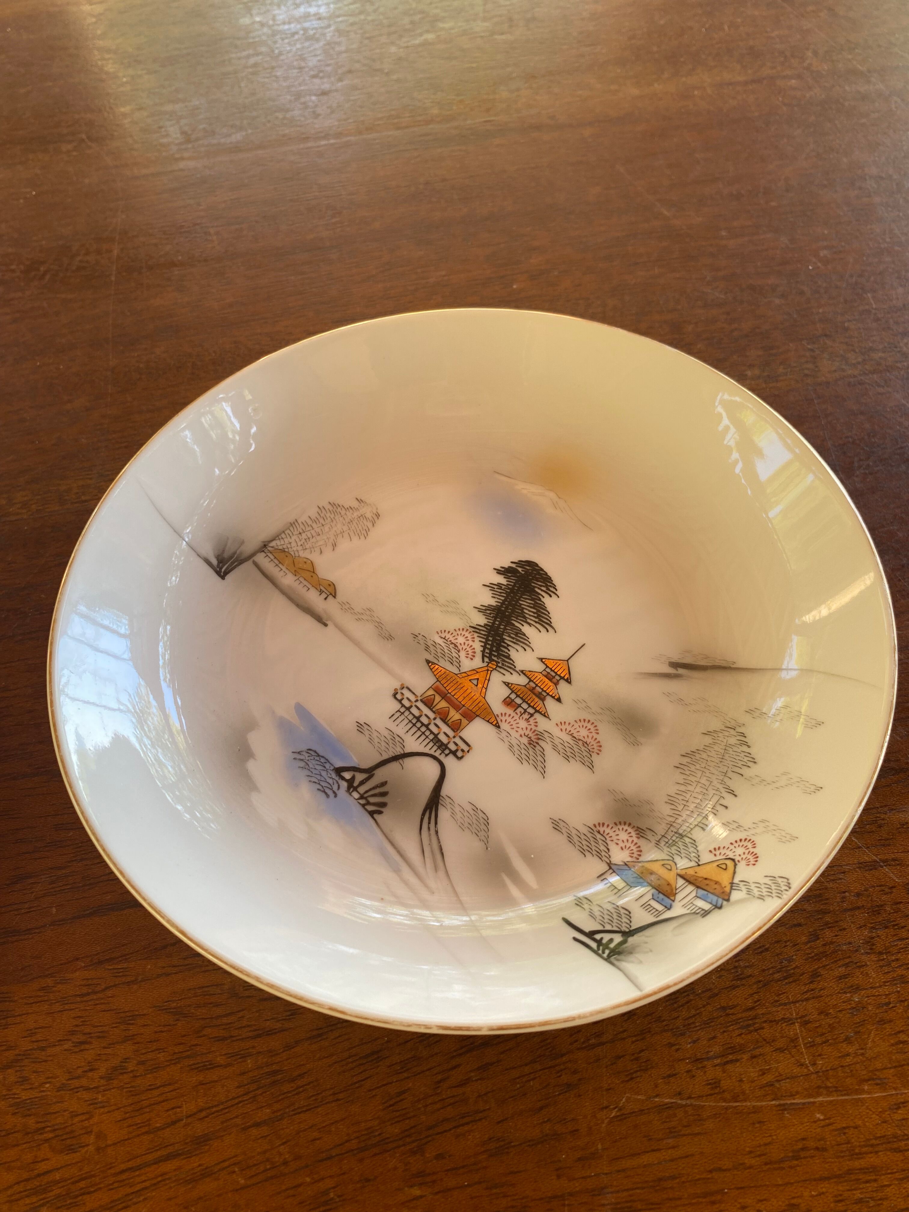8 Hayashi Kutani bowl plates, Chinese porcelain