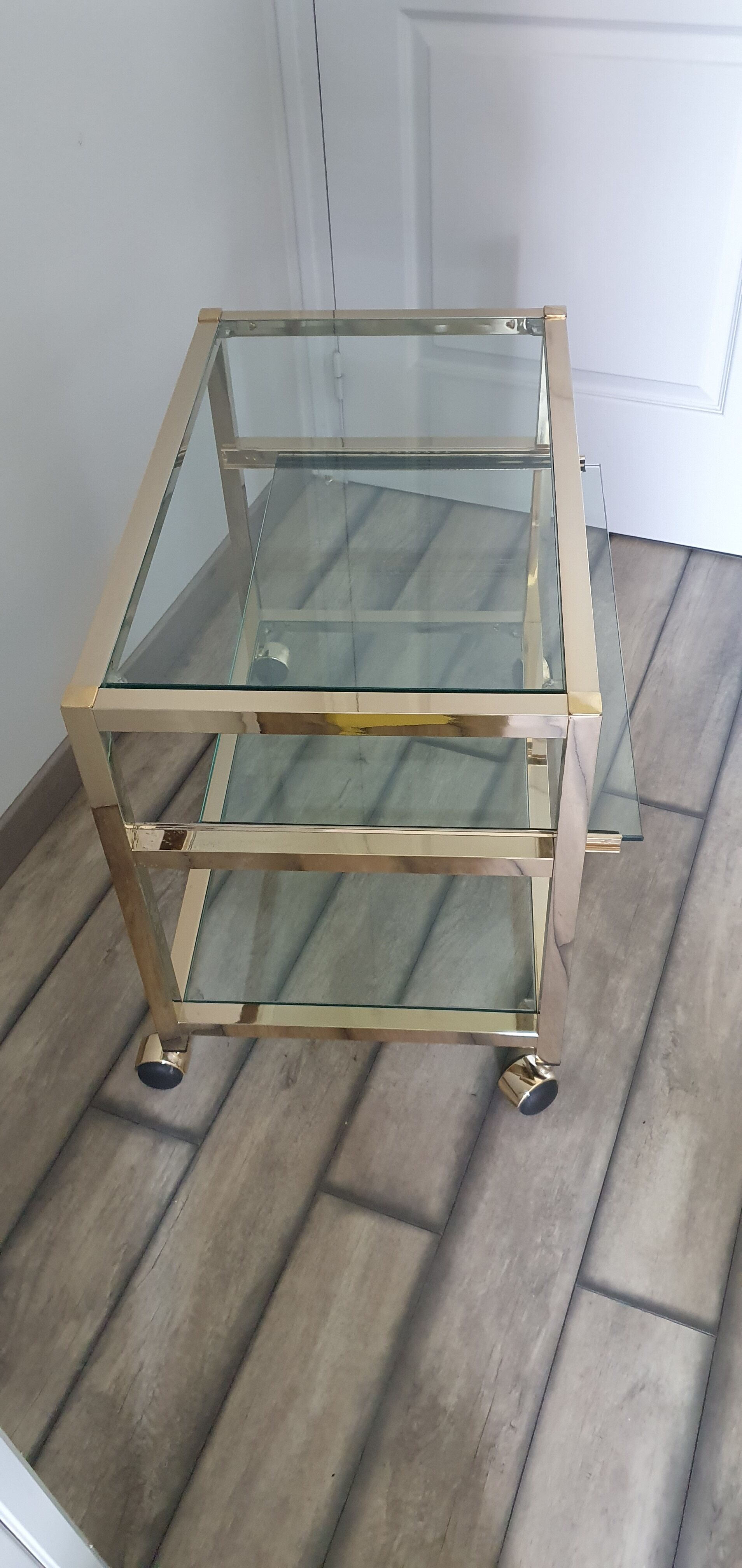 Metal and glass serving trolley