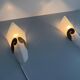 Pair of glass and metal wall lights AGE, 1980s, Italy