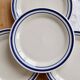 4 vintage dessert plates earthenware – double blue border bistro style
