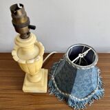Small Vintage Table Lamp with Blue Shade