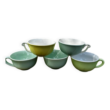 Ensemble de 5 tasses anciennes dépareillées couleur pastel