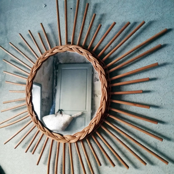 Vintage rattan mirror 60cm