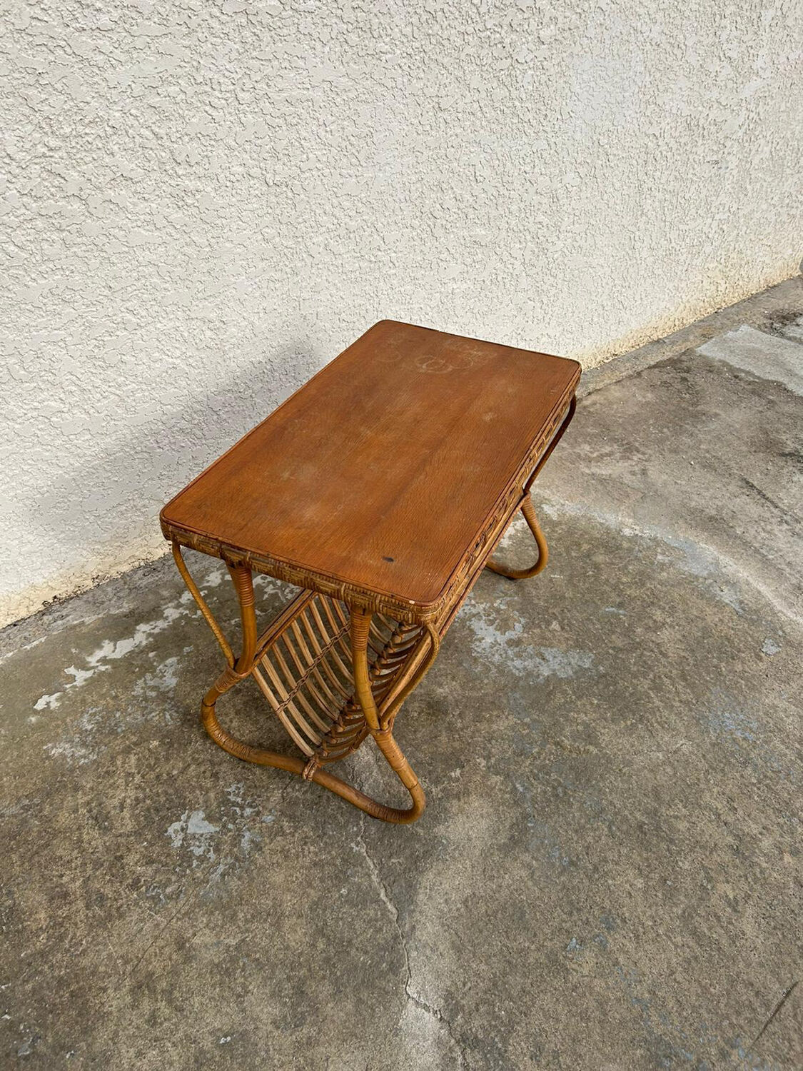 Vintage rattan magazine table