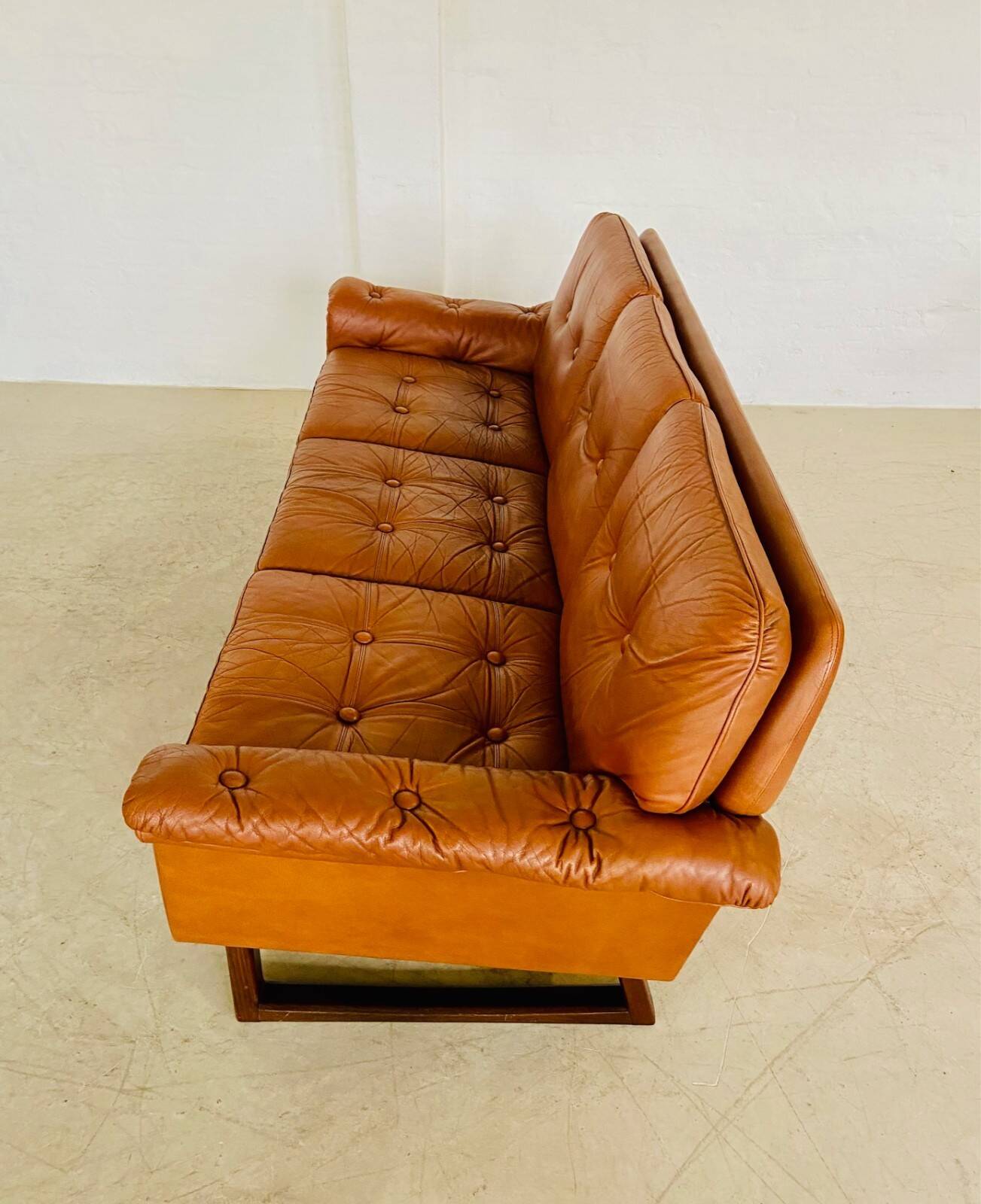 Vintage Danish Svend Skipper 3 person sofa in cognac leather 1970s