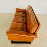 Vintage Danish Svend Skipper 3 person sofa in cognac leather 1970s