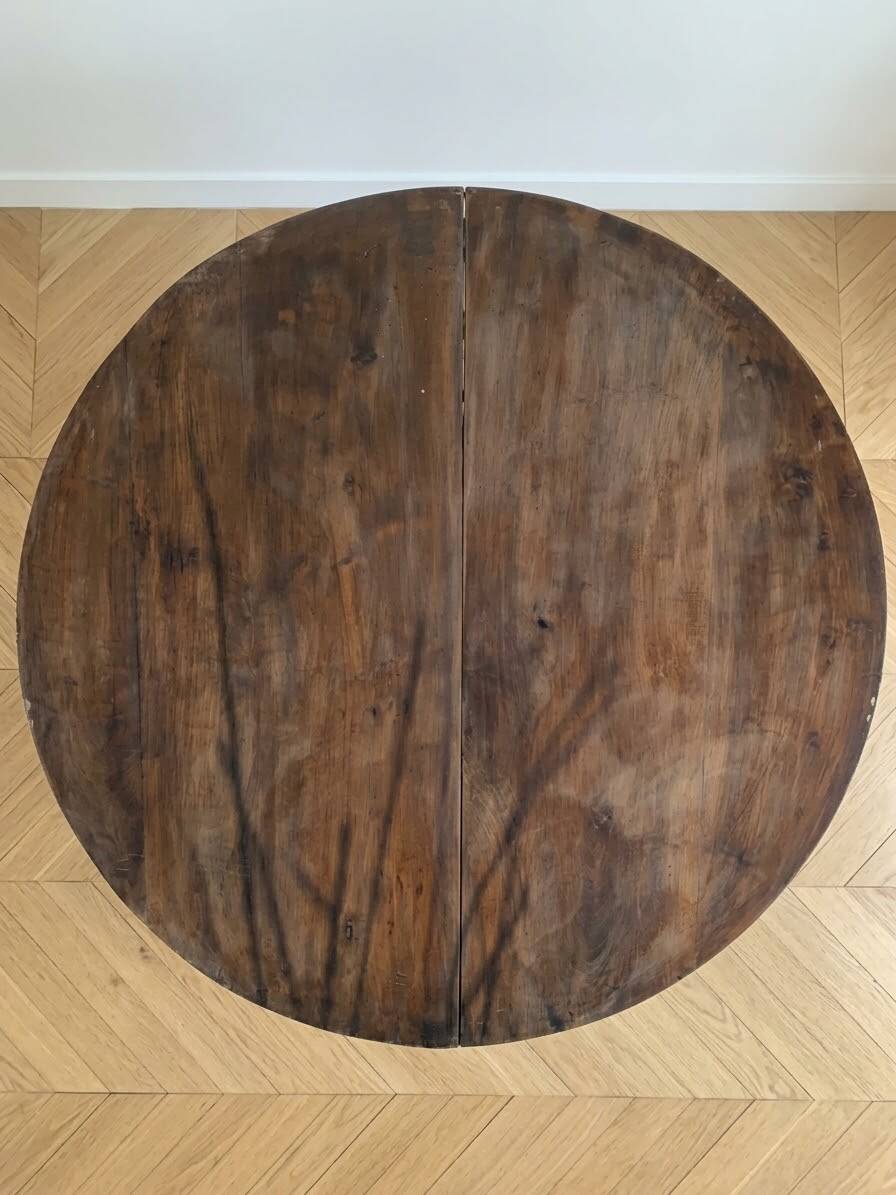 Table ronde convertible demi-lune en bois massif