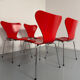 Lot of 4 chairs Series 7 model 3107 design Arne Jacobsen /Fritz Hansen