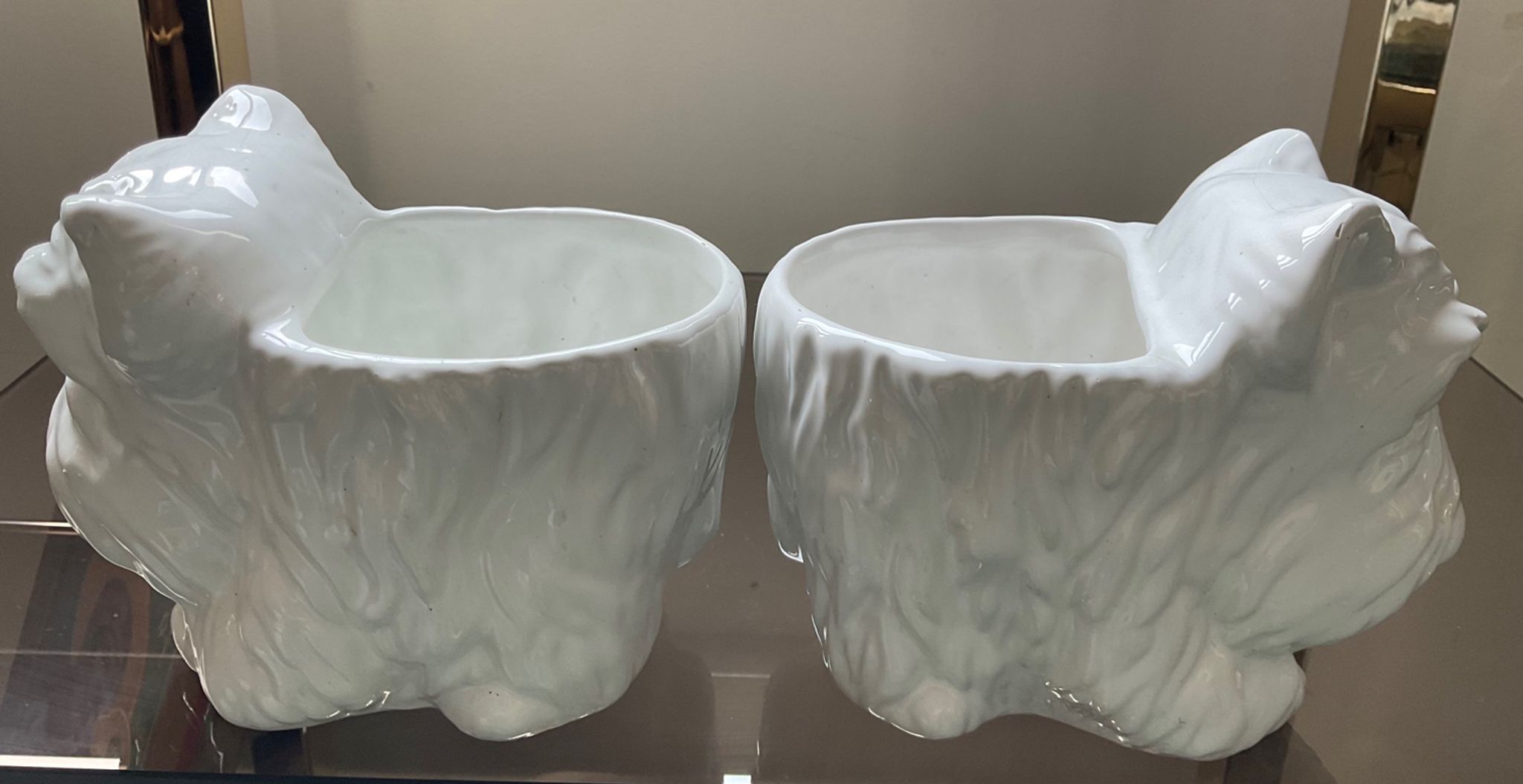 Duo of vintage pot pot dogs ceramic 70s-80s