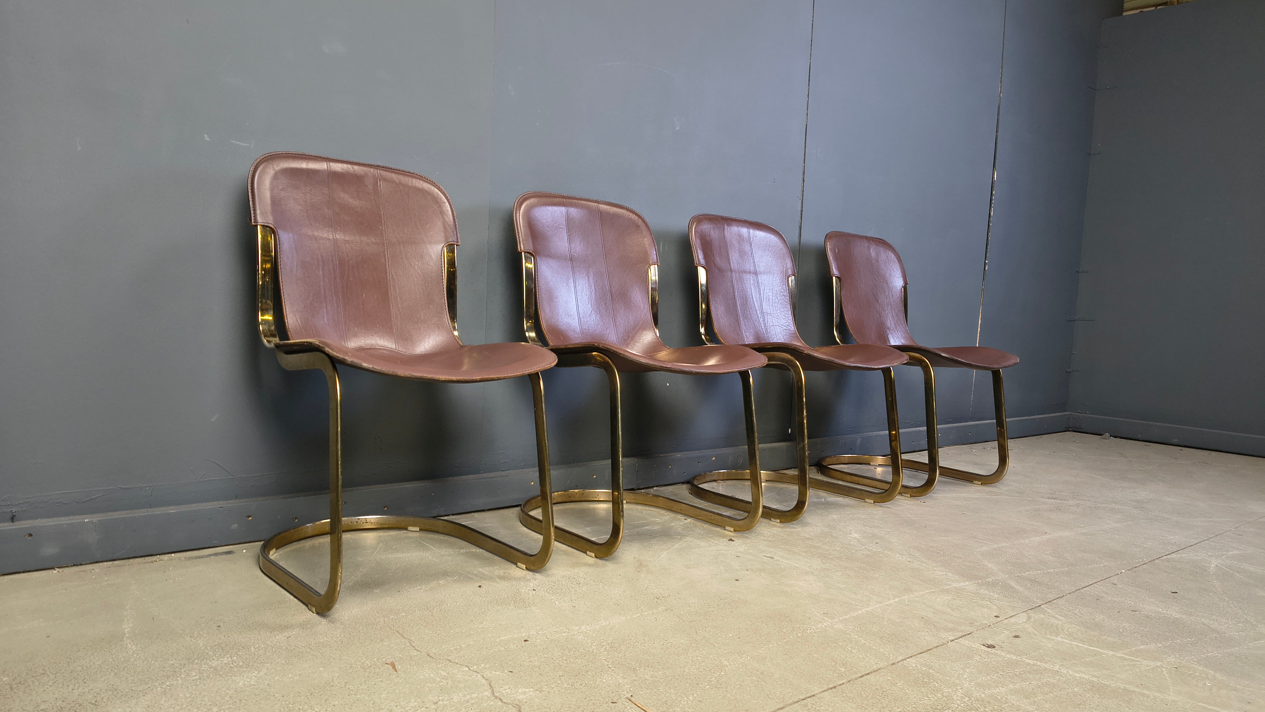 Vintage dining chairs by Willy Rizzo for Cidue - set of 4 - 1970s
